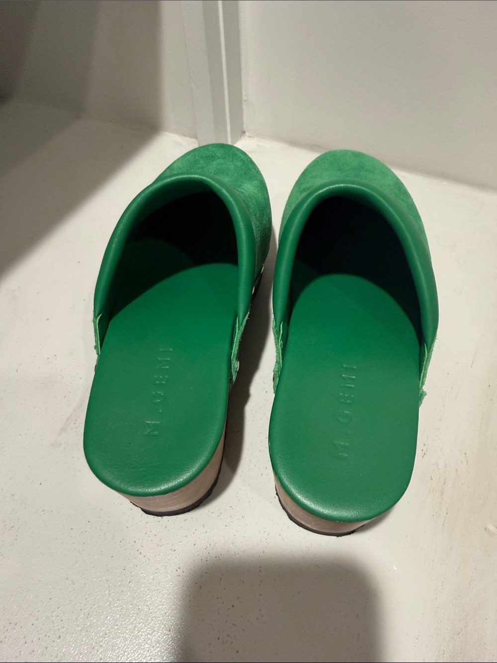 M Gemi Green Suede Studded Clogs - Picture 4 of 6